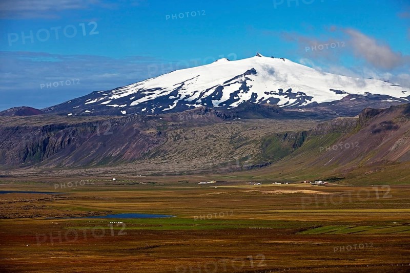 Snow-covered volcano and glacier Snaefellsjokull