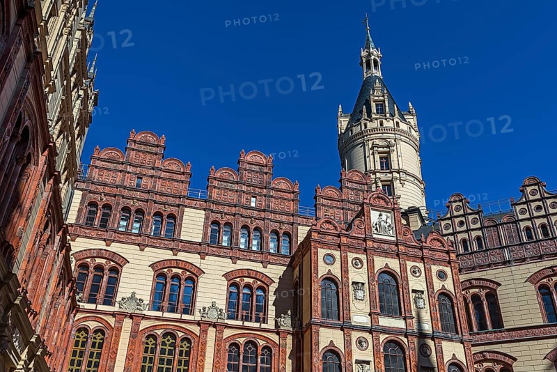 Terracotta facades in the courtyard of Schwerin Castle