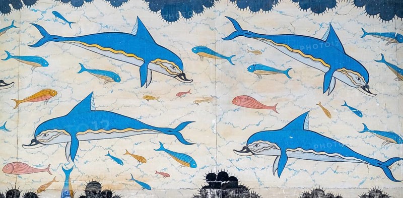 Reconstruction of the dolphin frescoes by Arthur Evans