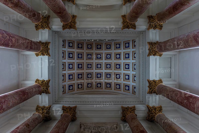 Dome with columns in the altar room of the Catholic parish church St. Elisabeth