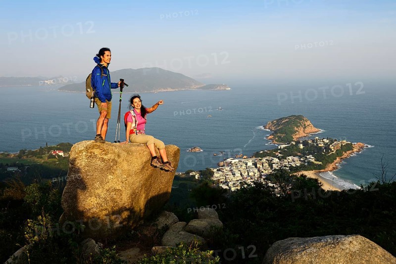 Hikers on rock