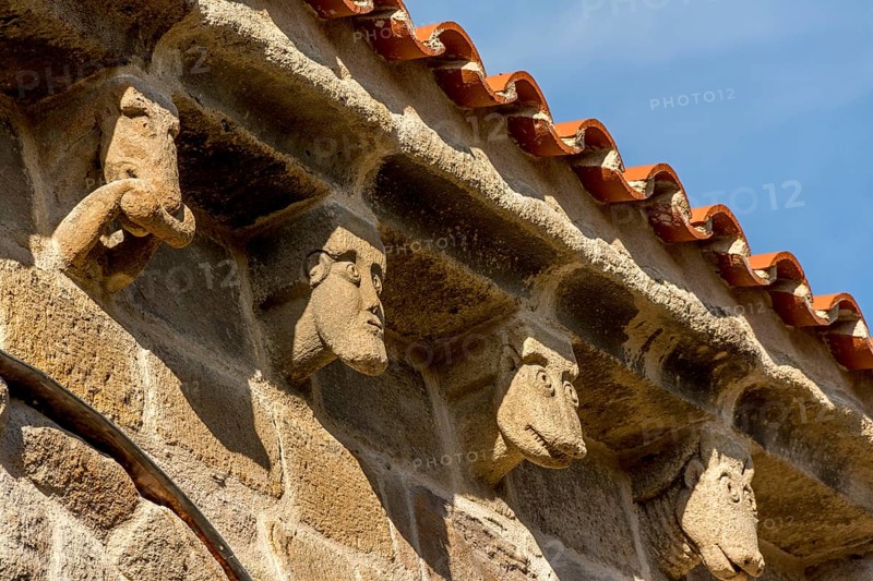 Sculptures of Saint Laurent Collegiate church. romanesque art