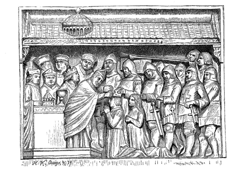 The coronation of Louis of Bavaria in the St. Peter's Basilica by the Bishop of Arezzo