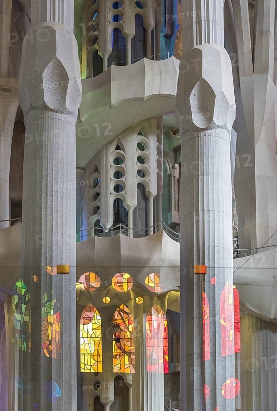 Interior view of the Sagrada Familia by Antoni Gaudi
