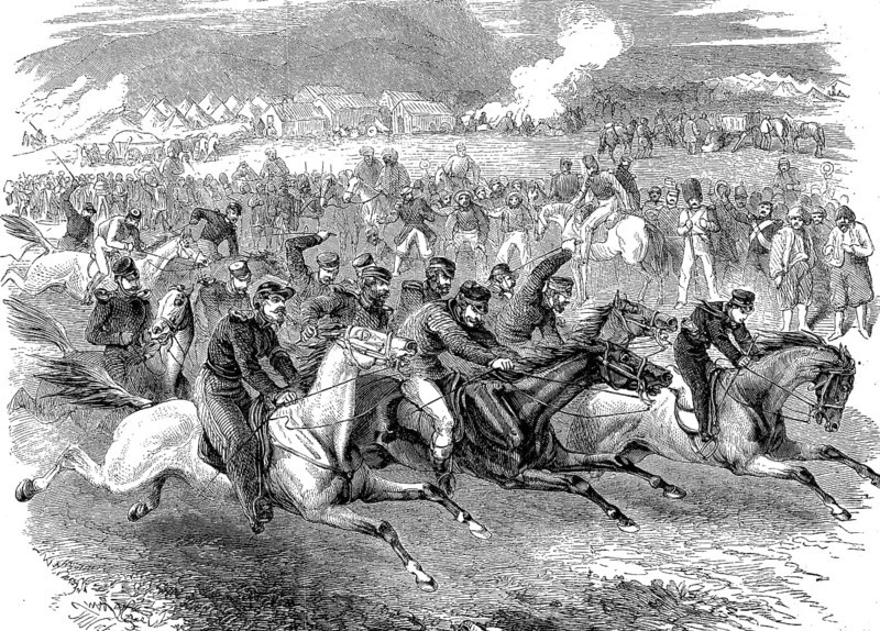 Rider games to divert the soldiers in the English camp of Sevastopol