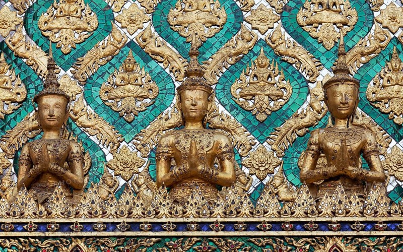Frieze with ornaments and golden figures
