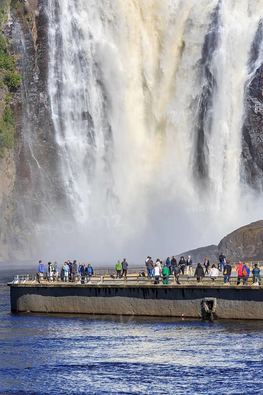 Tourists in front of Montmorency Falls