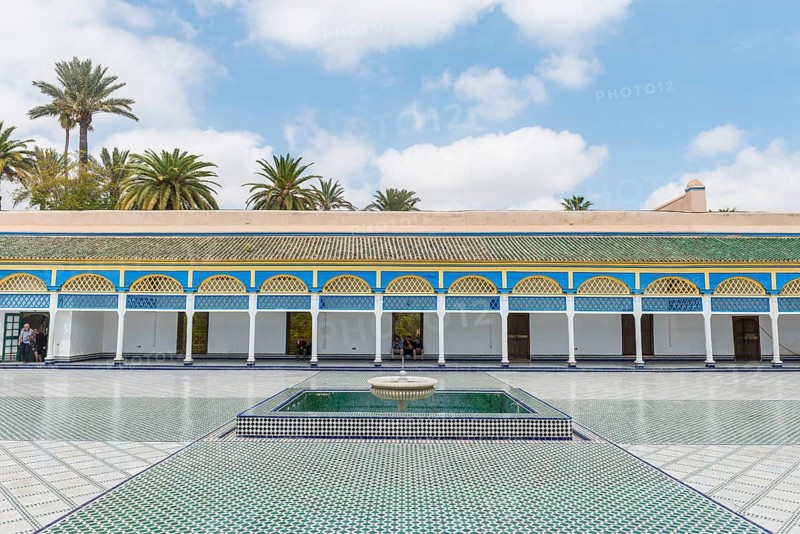 Ornate courtyard with columns and fountain