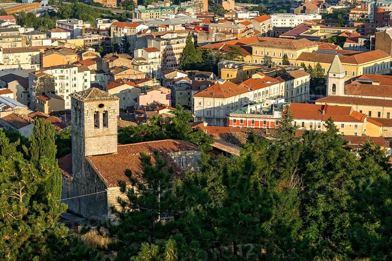 View from Castello Monforte to Campobasso with Church of San Bartolomeo and Cathedral