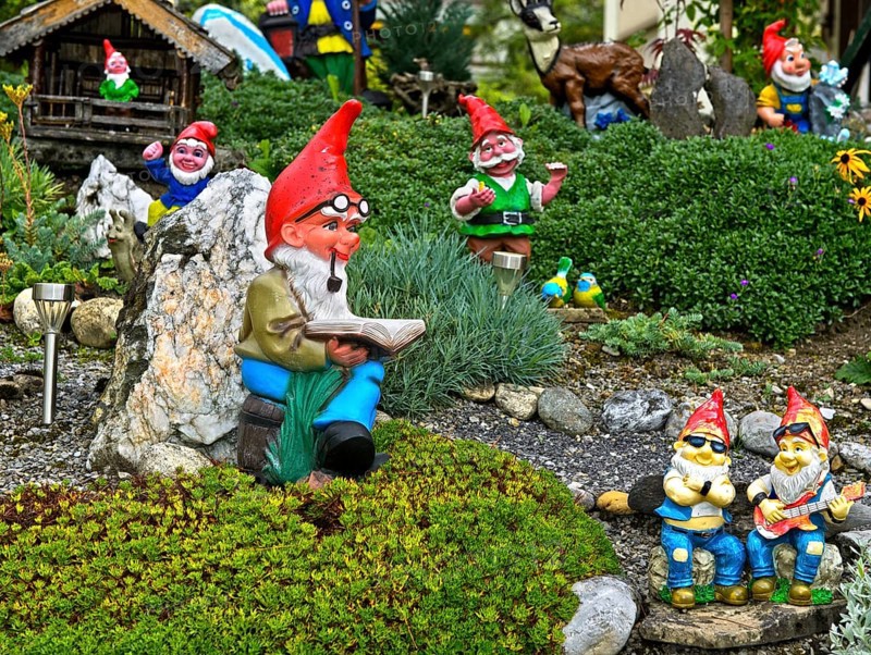 Several Garden gnomes