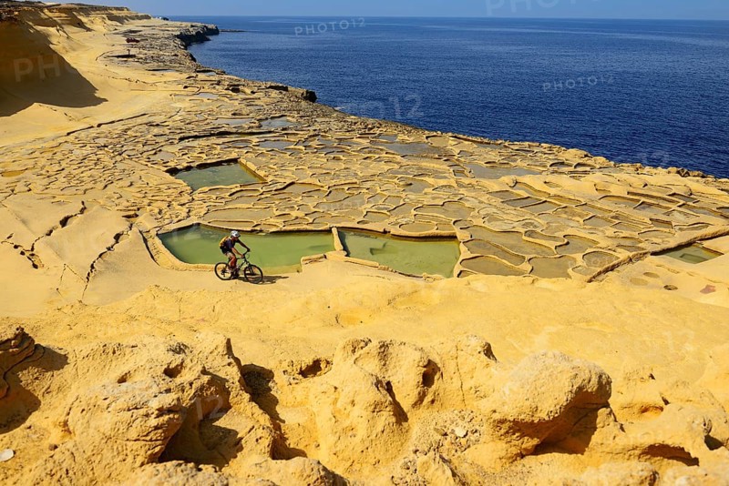 Mountain biking near Gozo salt pans