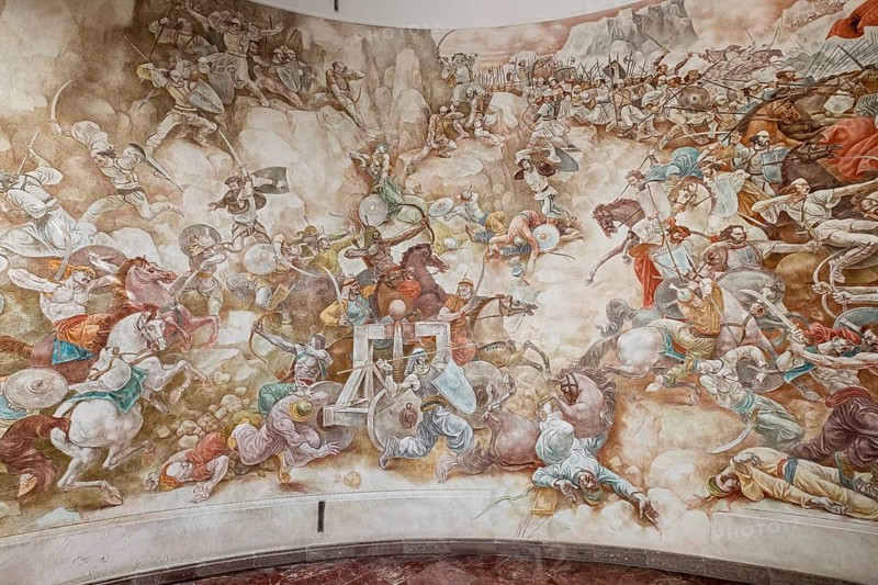 Monumental painting of the Battle of 1444 against the Ottomans