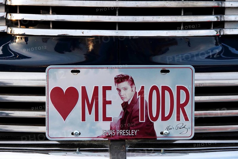 Licence plate with Elvis Presley on a oldtimer