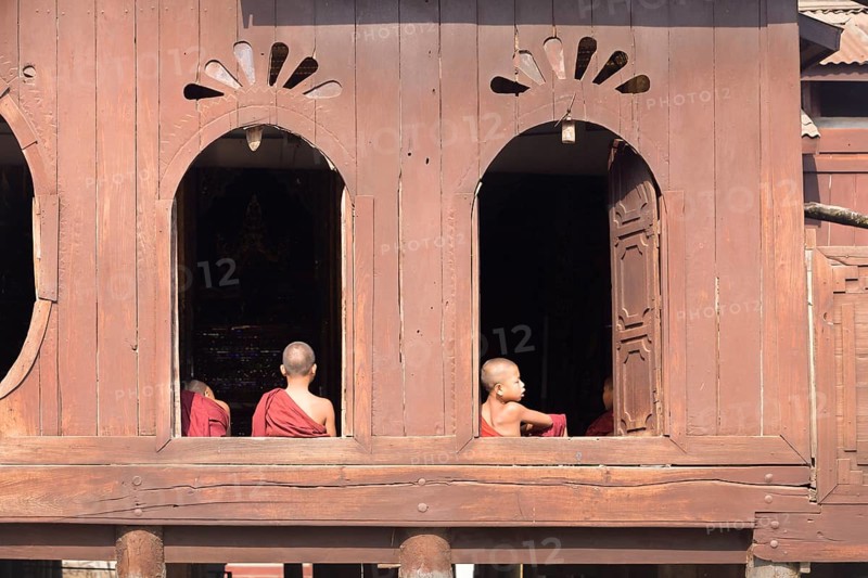 Young novice monks at Shwe Yaunghwe Kyaung monastery