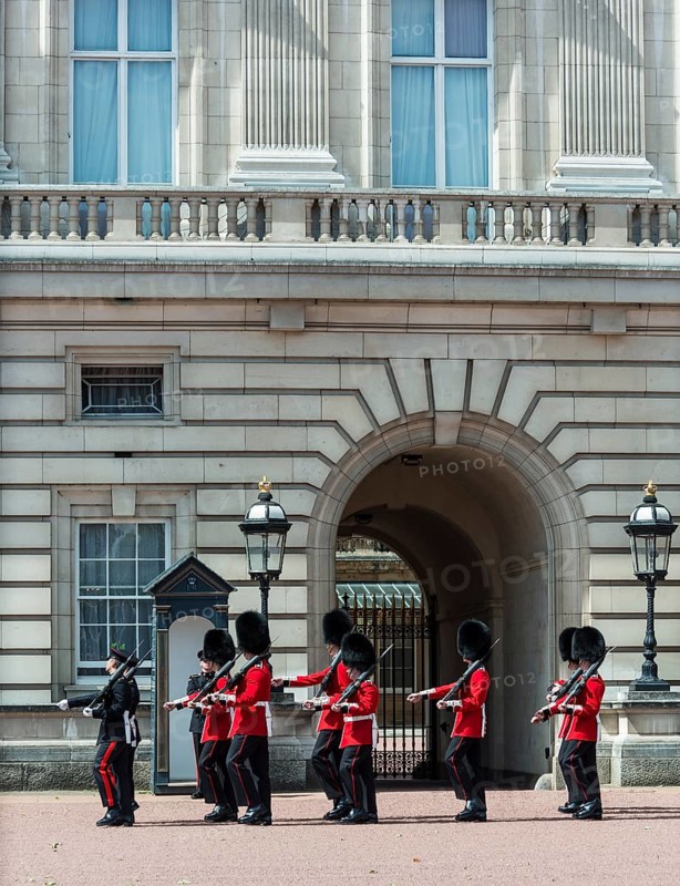 Guardsmen of the Royal Guard with bearskin cap