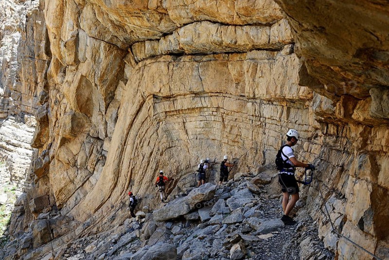 Tourists on the first via ferrata in Arabia