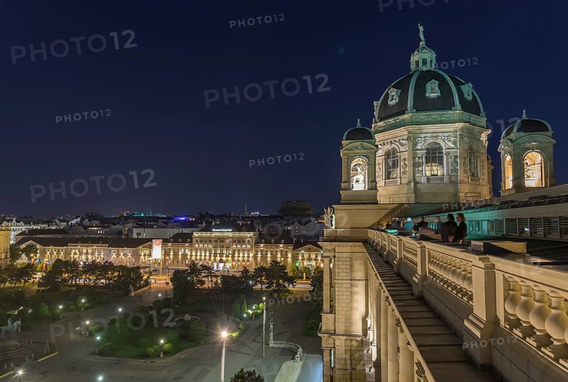 View from the roof of the Natural History Museum to the new Museumsquartier near Nacht