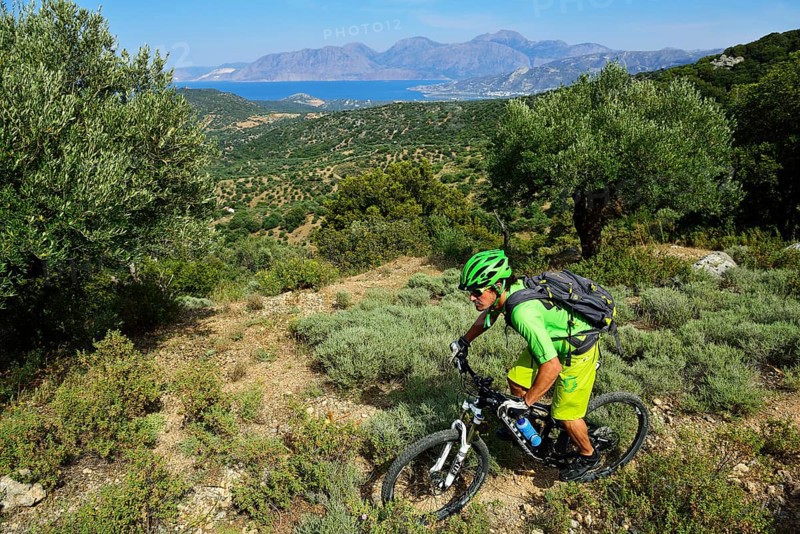 Mountain biker drives through Macchia