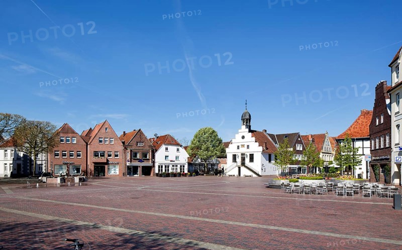 Historic town houses and town hall at market