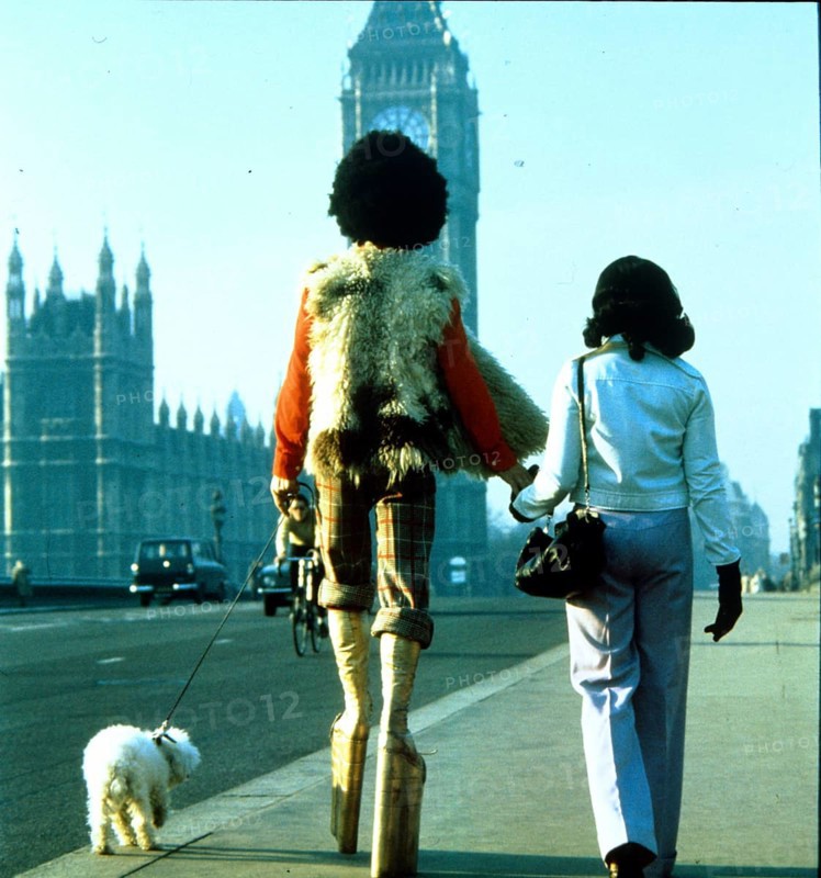 Couple in 70s outfit