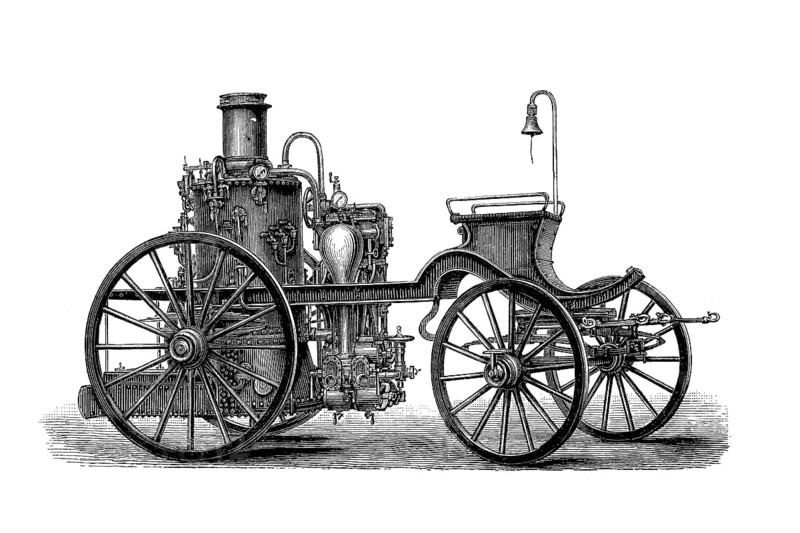 Historical fire pump with steam drive from the 19th century