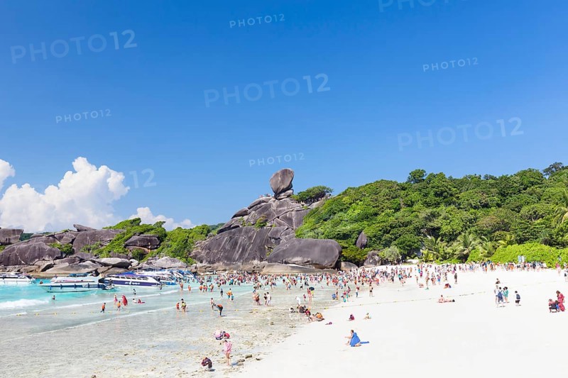 Bathing beach and sail rock