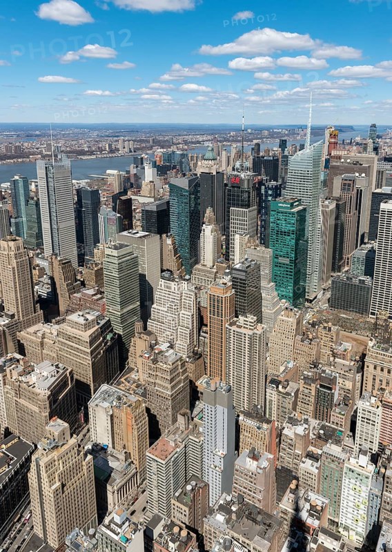 View of skycrapers around Times Square and Midtown Manhattan from Empire State Building