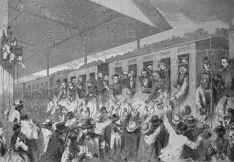 French prisoners of war at the railway station in Munich on August 10