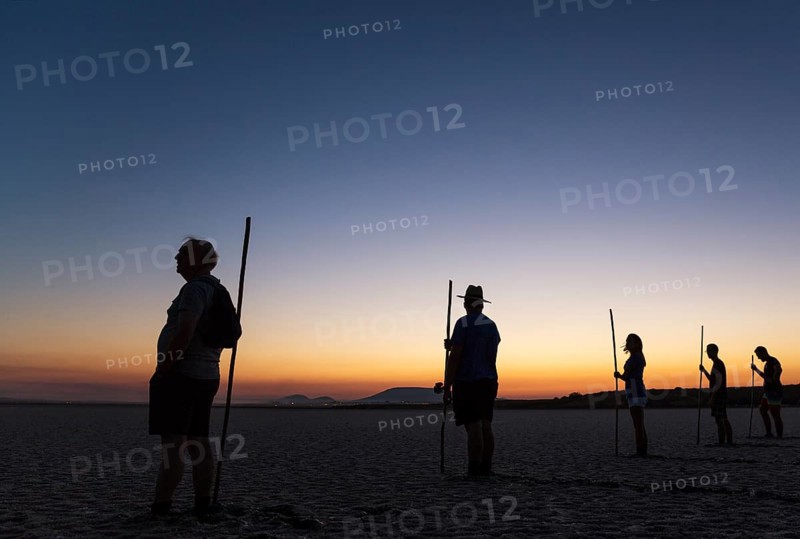 Volunteers at dawn at the Laguna de Fuente de Piedra