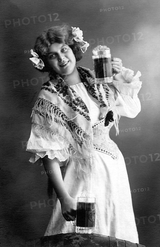 Woman with two beer mugs