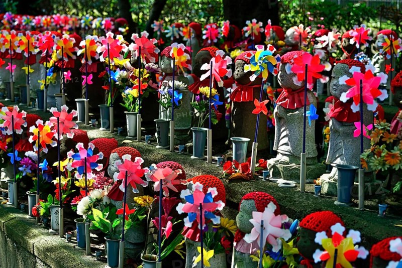 Jizo Buddha statues in memory of deceased children