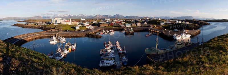 View of the harbour and the village Stykkisholmur