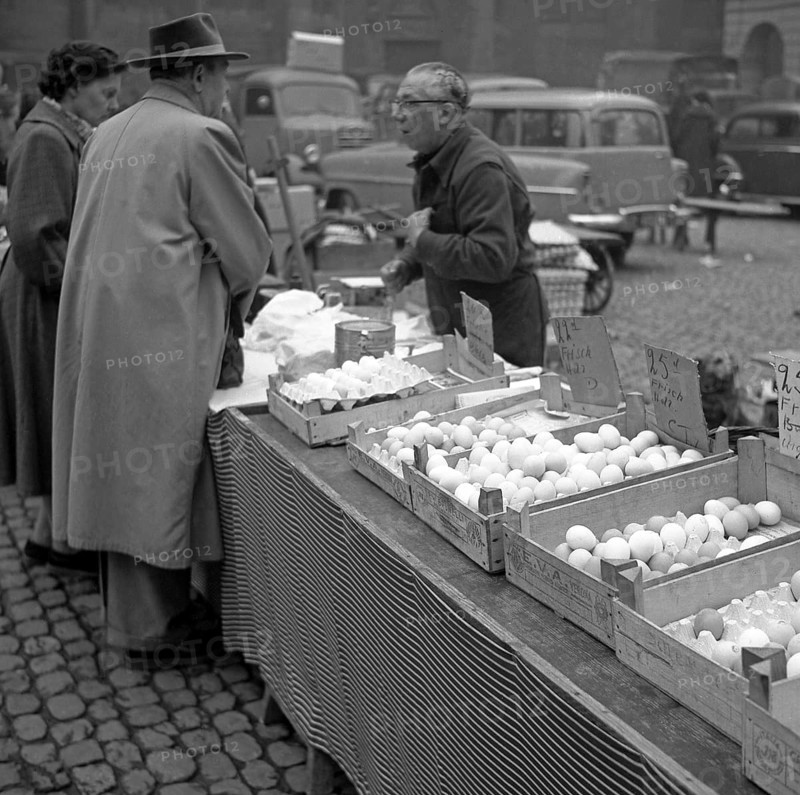 Market stall with eggs