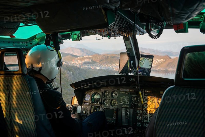Inside a helicopter