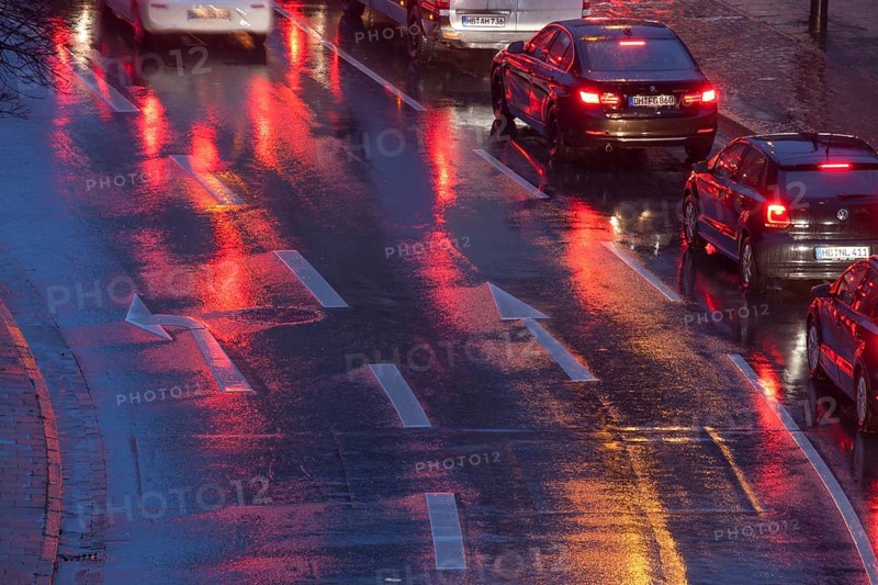 Rain-wet street