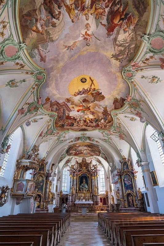 Interior with altar and ceiling fresco