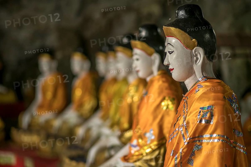 Buddha statues in the Bayin Nyi Cave Temple