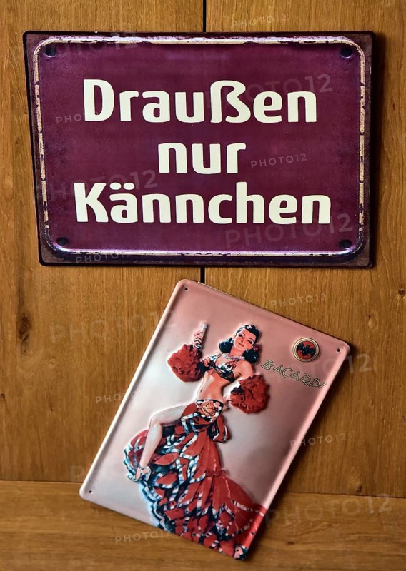 Old enamel signs in a restaurant