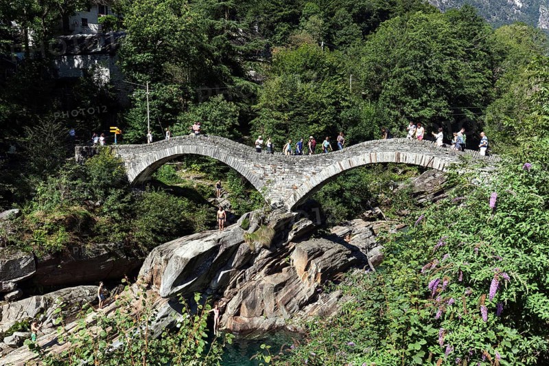 Old Roman bridge Ponte dei Salti over Verzasca