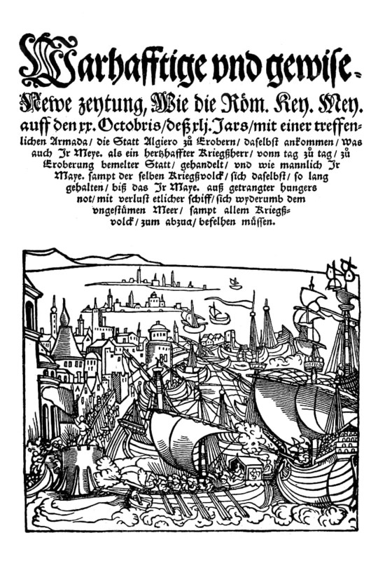 Title picture and first line of a New Newspaper about Charles V.