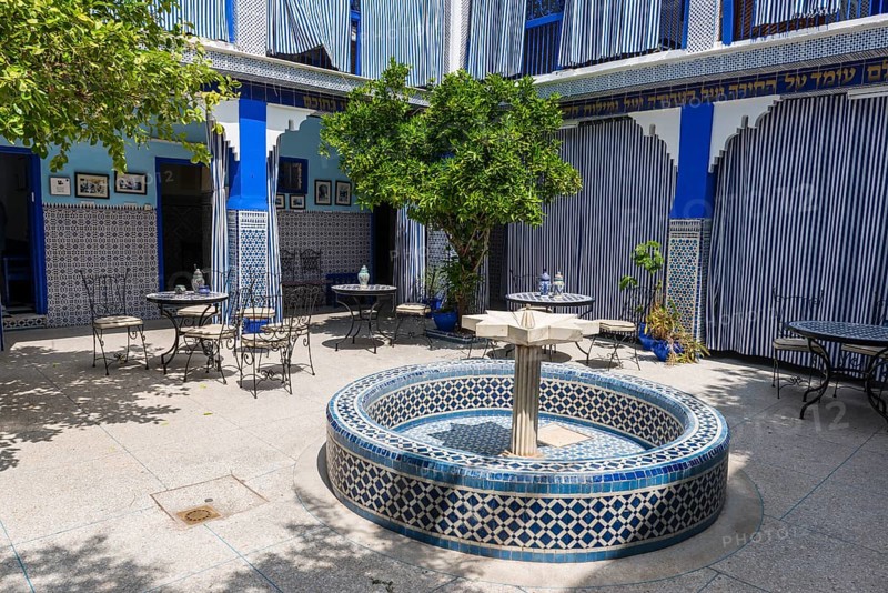 Blue tiles and fountain