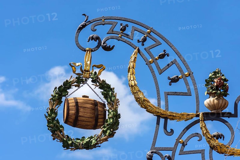 Hanging shop sign with a beer barrel
