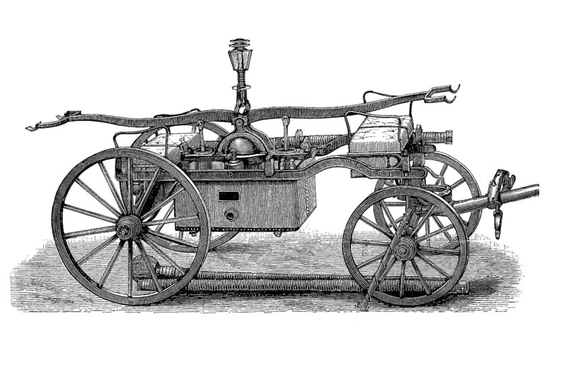 Historical hand-operated fire pump from the 19th century