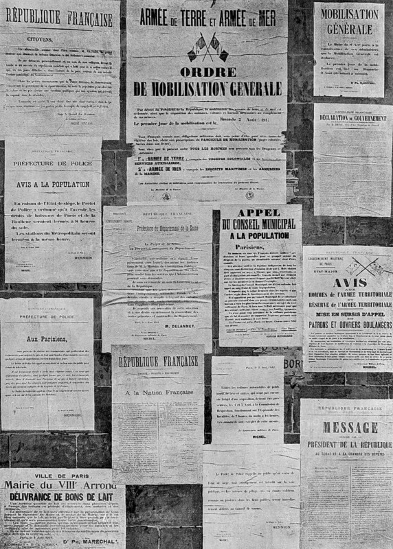 Announcement of the mobilization in 1914