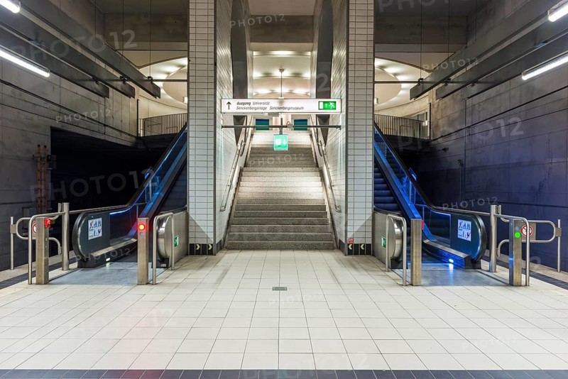 Staircase and escalators
