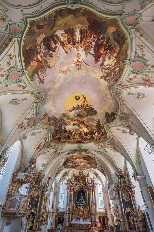 Interior with altar and ceiling fresco