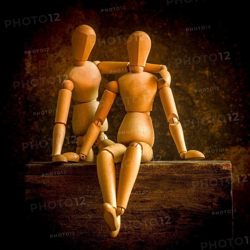 Mannequins on a wooden box
