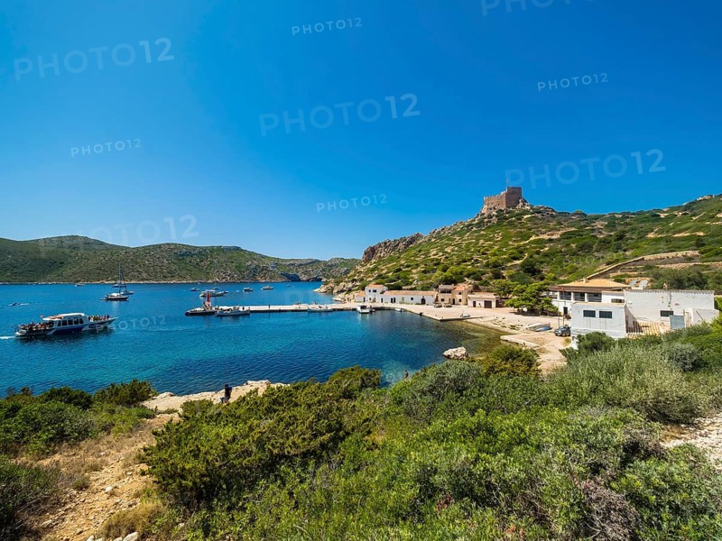 View of the port and castle of Cabrera