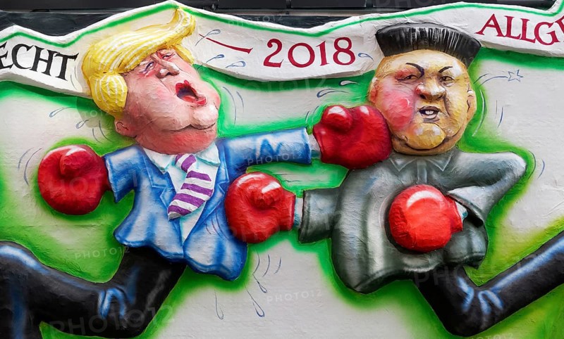 US President Donald Trump boxing versus North Korean President Kim Jong-un