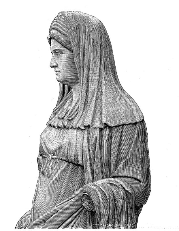 Bust of a vestal at the Roman Forum in Rome